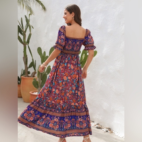 Folklore Melody Off Shoulder Bohemian Summer Dress - Picture 2 of 3